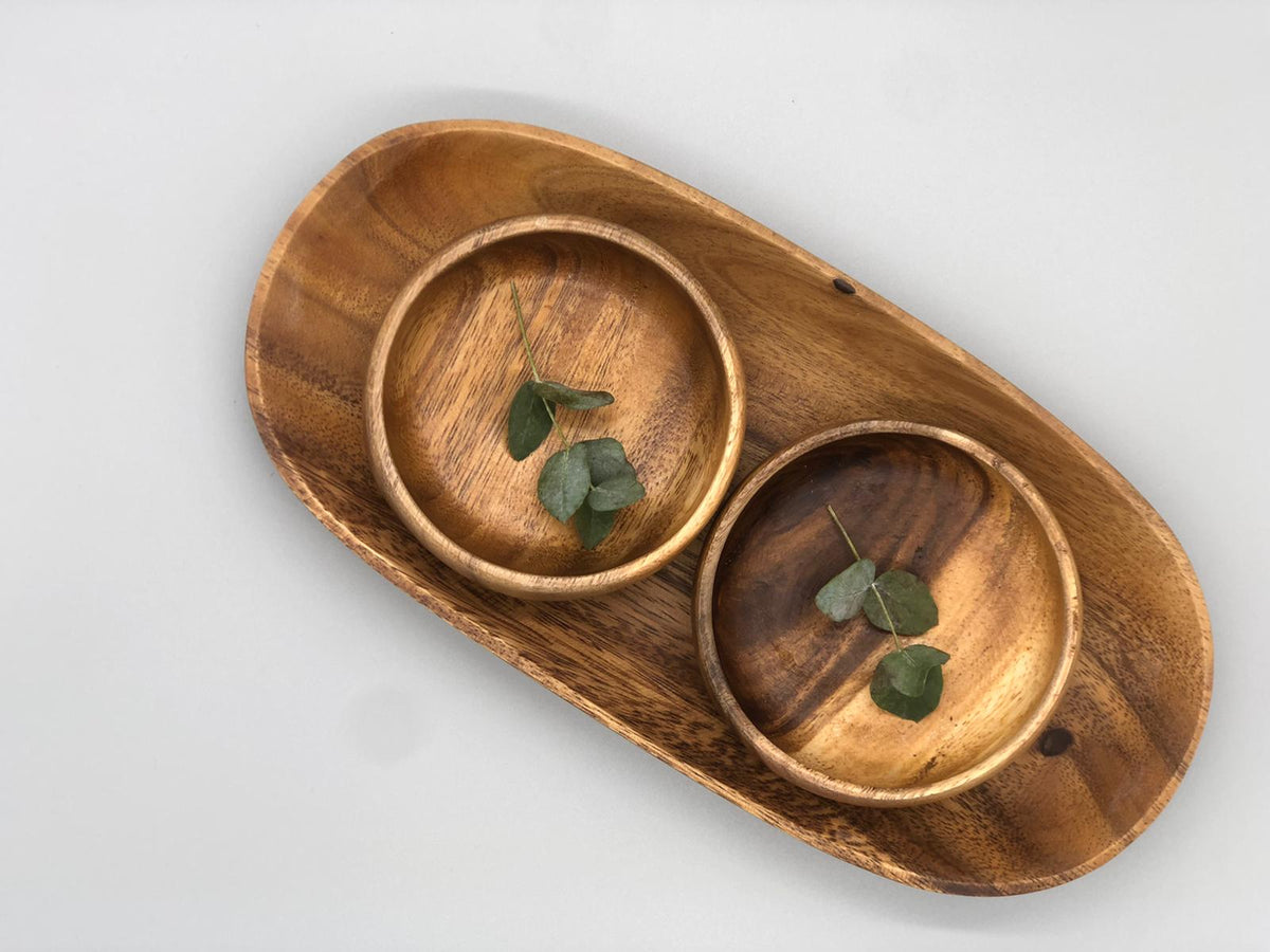 3er Set Rechteckige Holzschalen Aus Paulownia-Holz – Naturbelassen, Stapelbar – Für Deko & Basteln